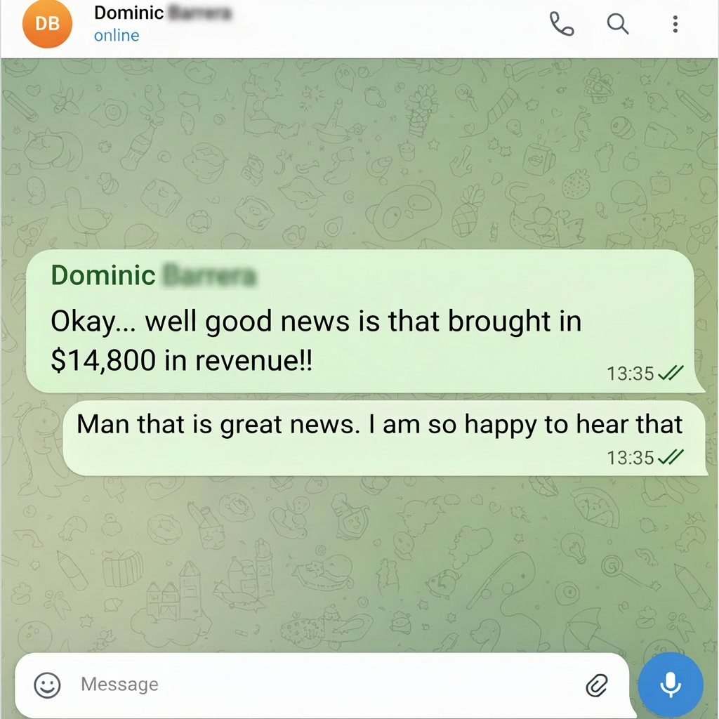 Real client screenshot showing home service lead results